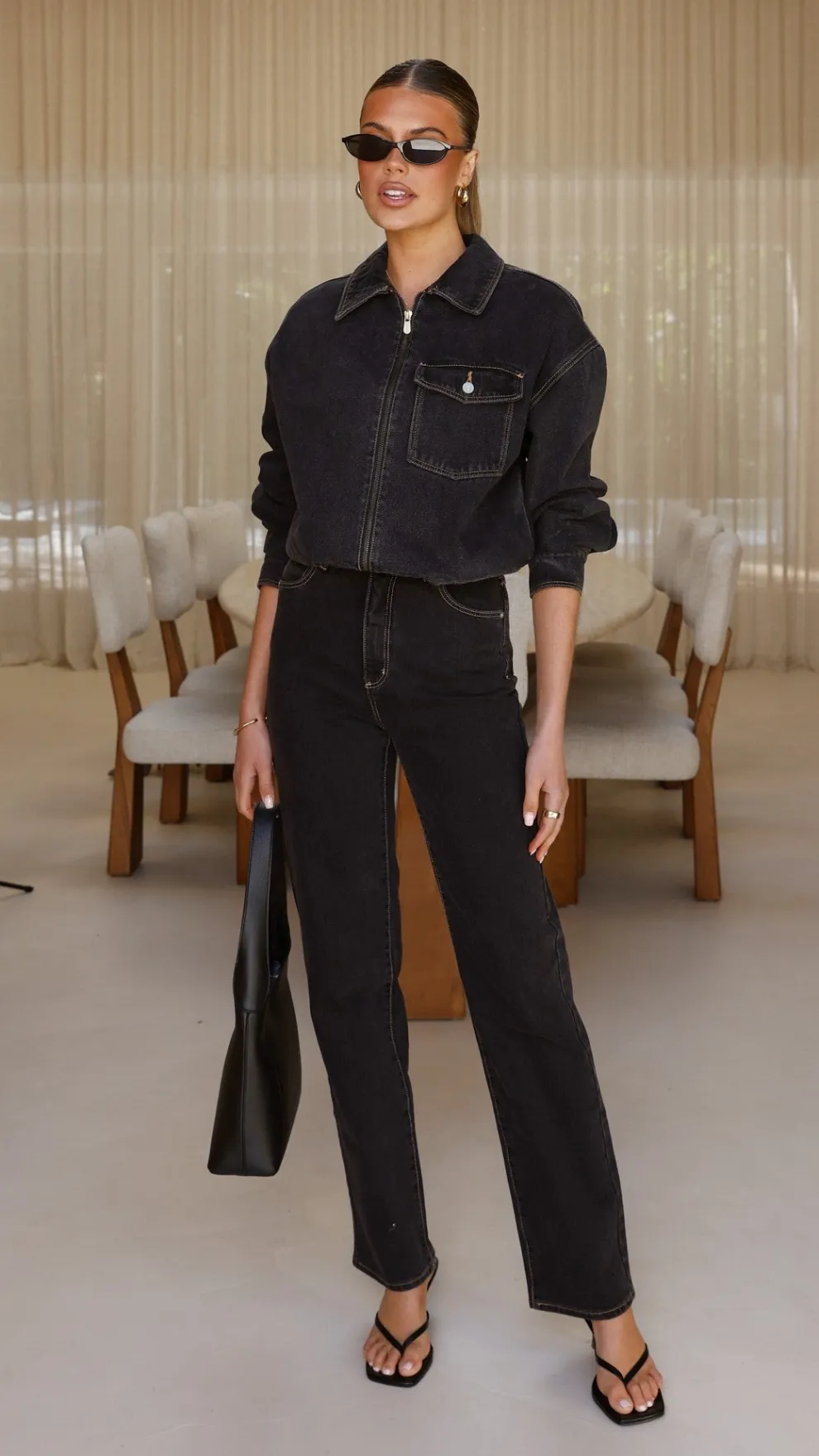 Abrand Denim Bomber Cara - Washed Black