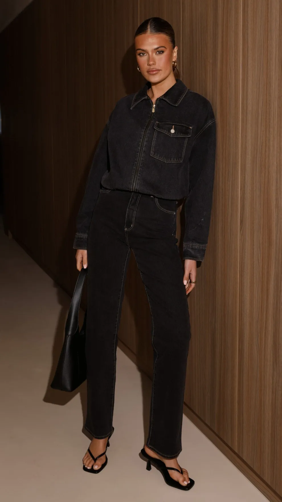 Abrand Denim Bomber Cara - Washed Black