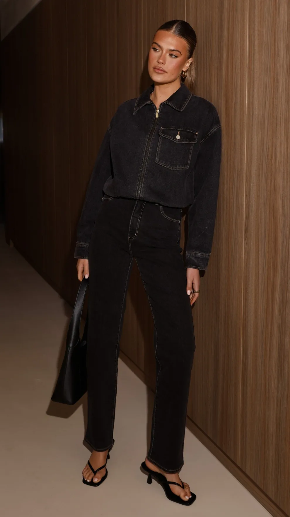 Abrand Denim Bomber Cara - Washed Black