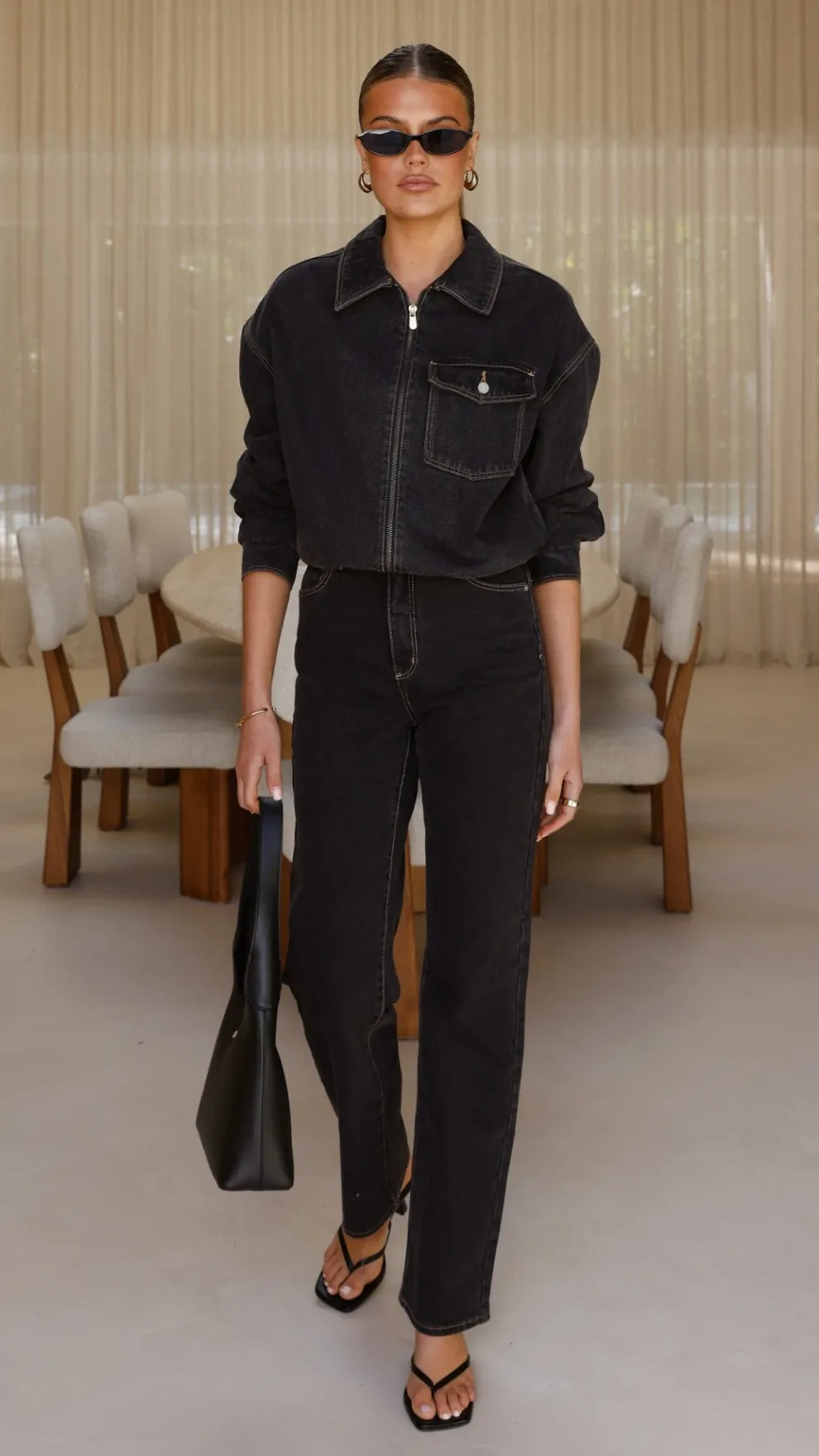 Abrand Denim Bomber Cara - Washed Black