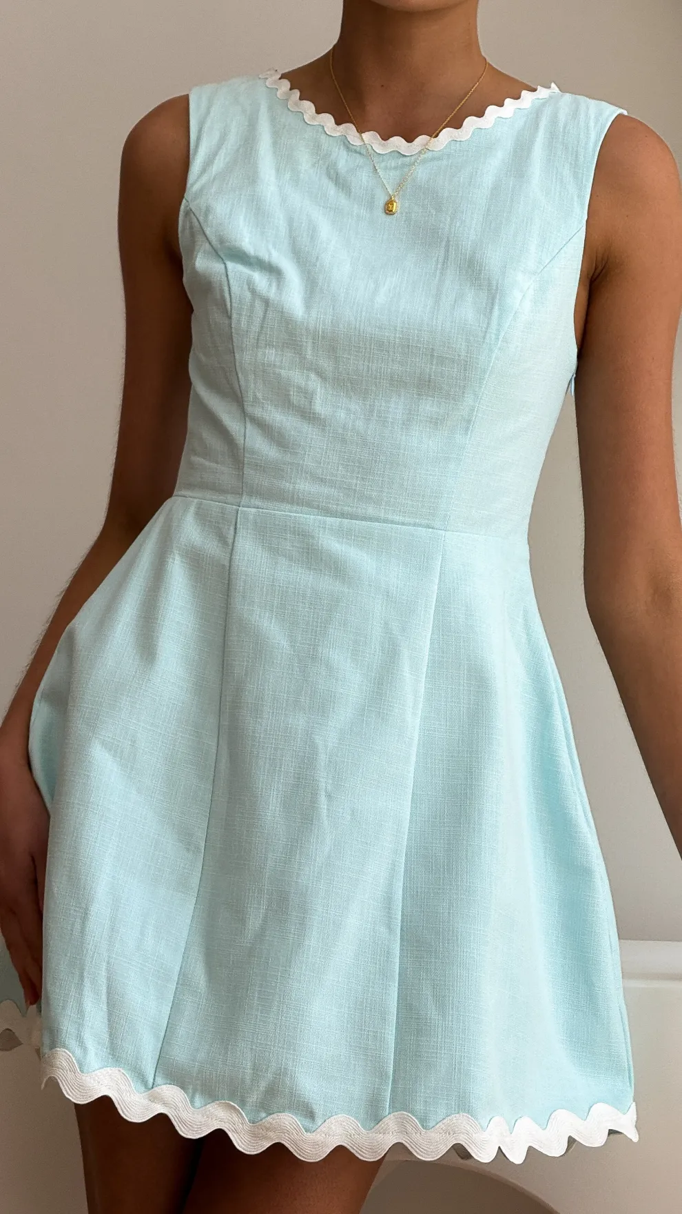 Aceline Mini Dress - Blue/White