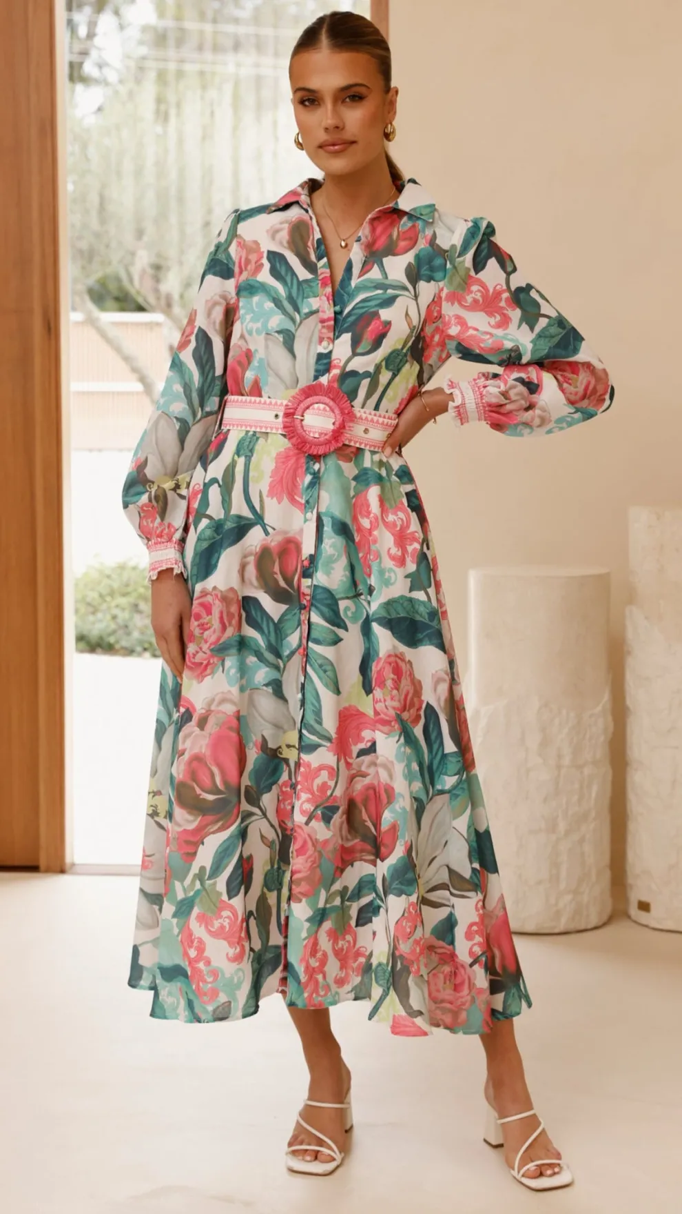 Aida Long Sleeve Maxi Dress - Spritz Pink