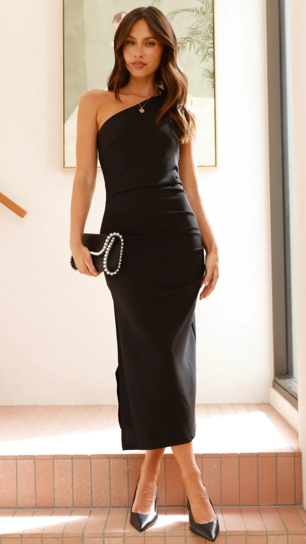 Alaina Midi Dress - Black