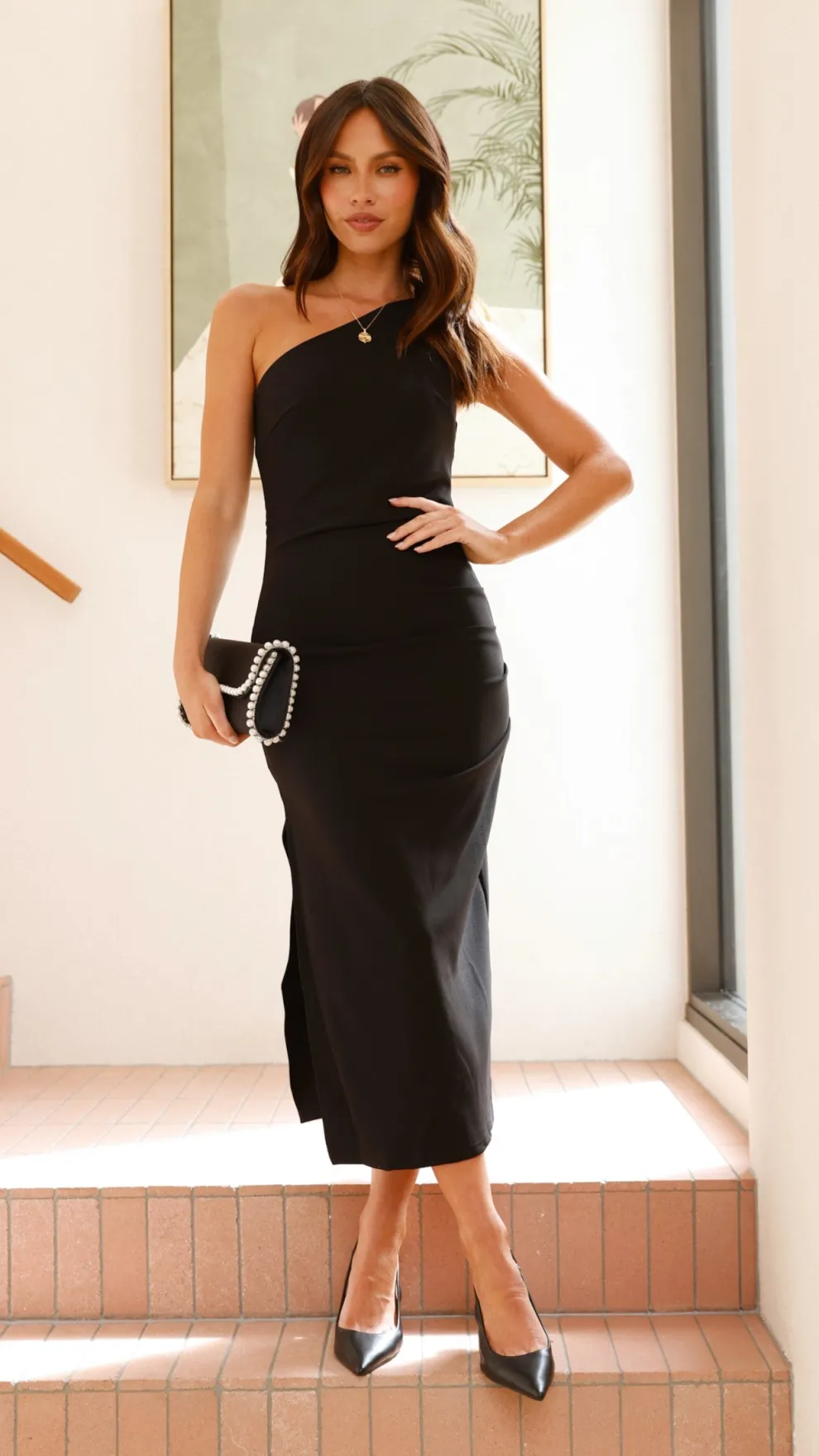 Alaina Midi Dress - Black