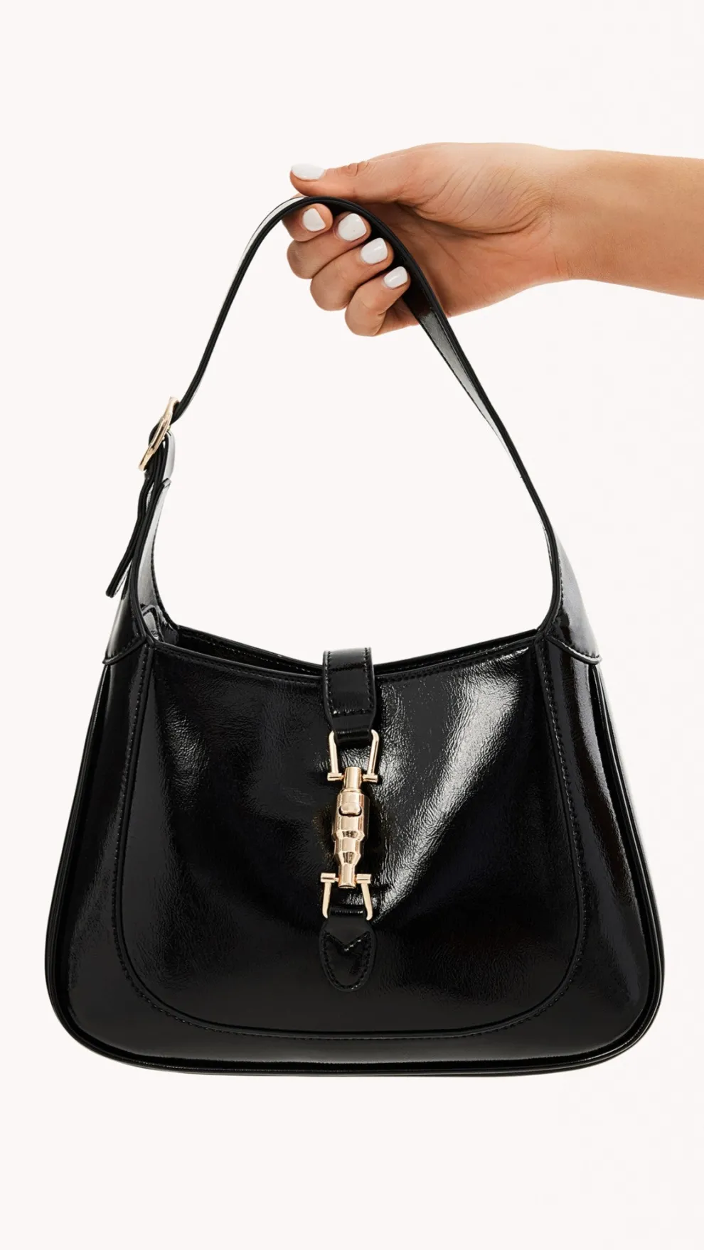 Alix Shoulder Bag - Black Crinkle Patent