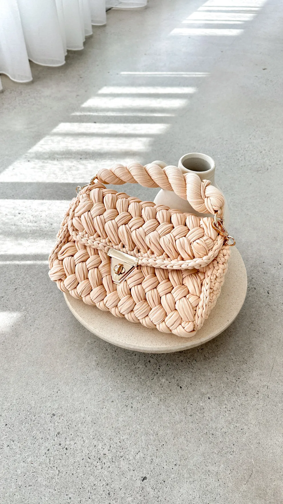 Annabel Chunky Plaited Handbag - Cream