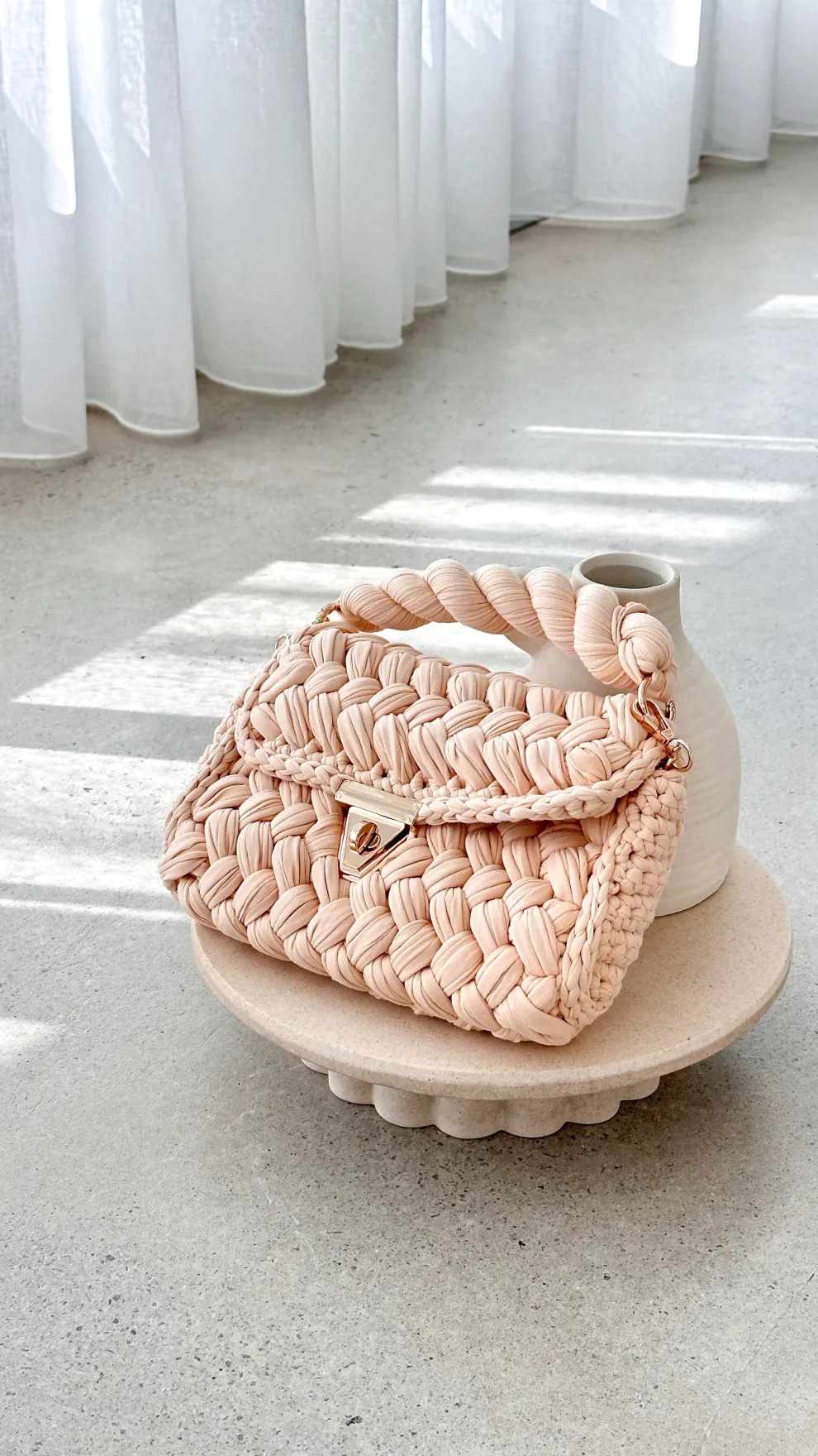 Annabel Chunky Plaited Handbag - Cream