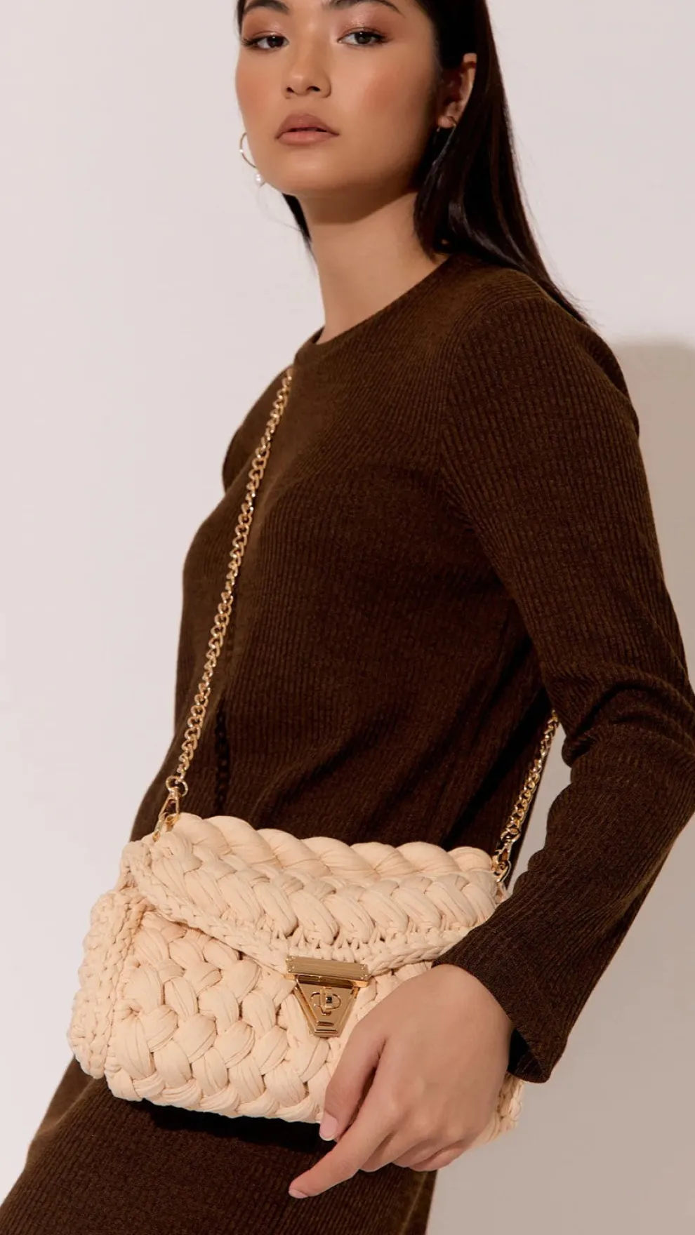 Annabel Chunky Plaited Handbag - Cream