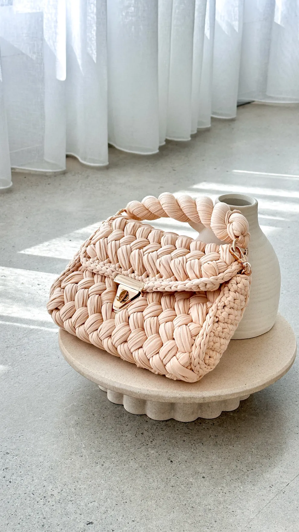 Annabel Chunky Plaited Handbag - Cream