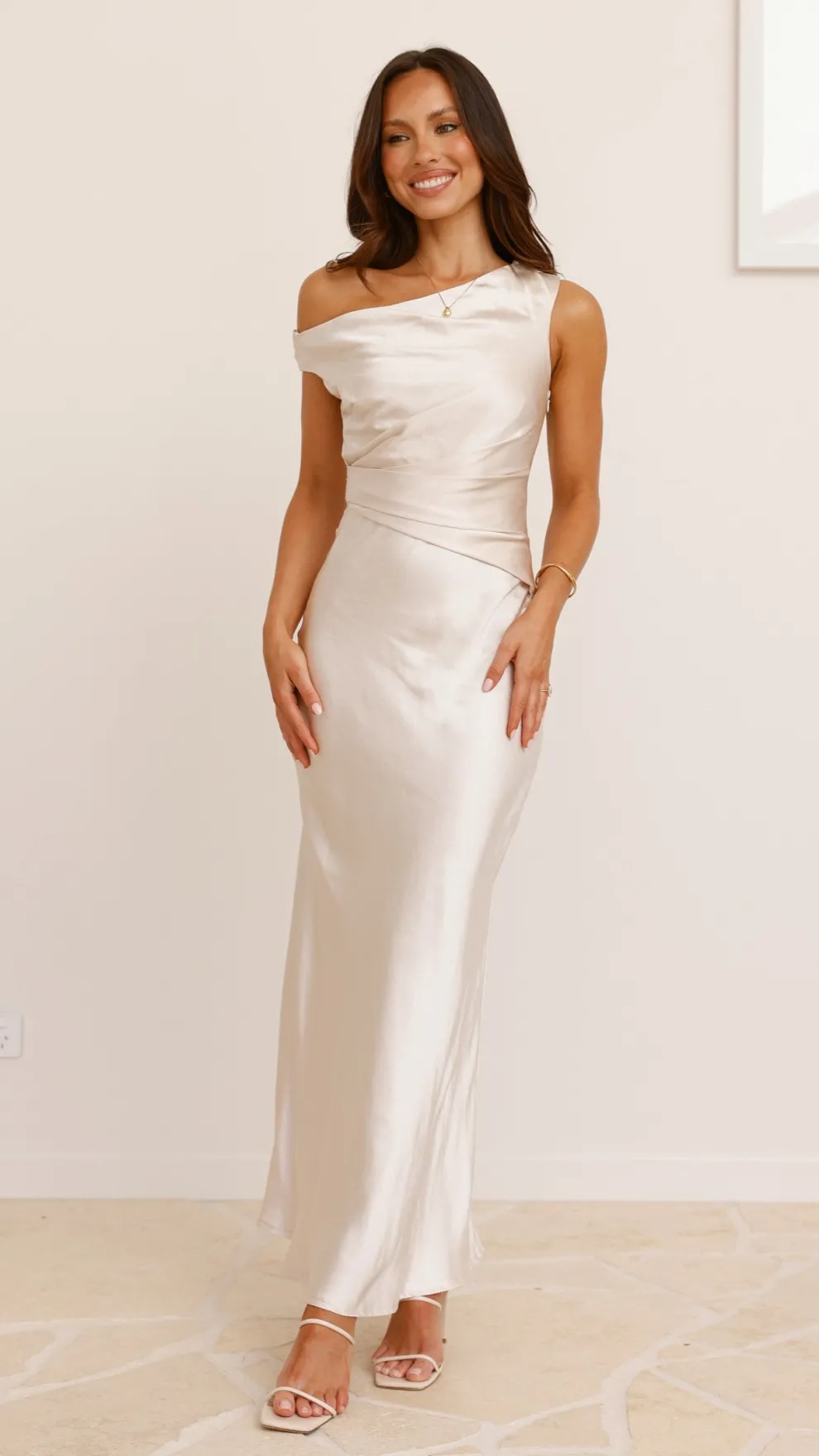 Auria Off Shoulder Maxi Dress - Champagne