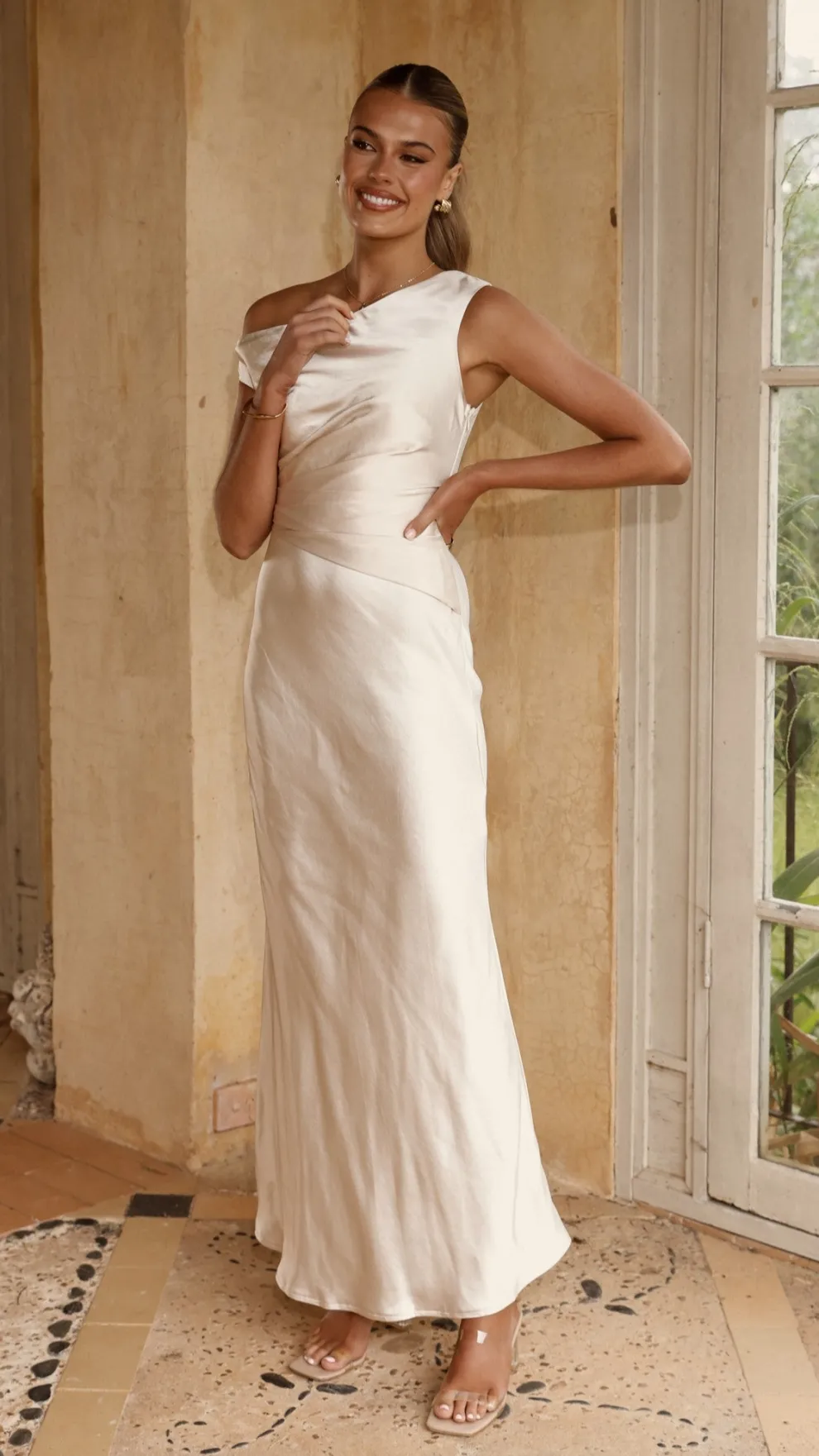 Auria Off Shoulder Maxi Dress - Champagne