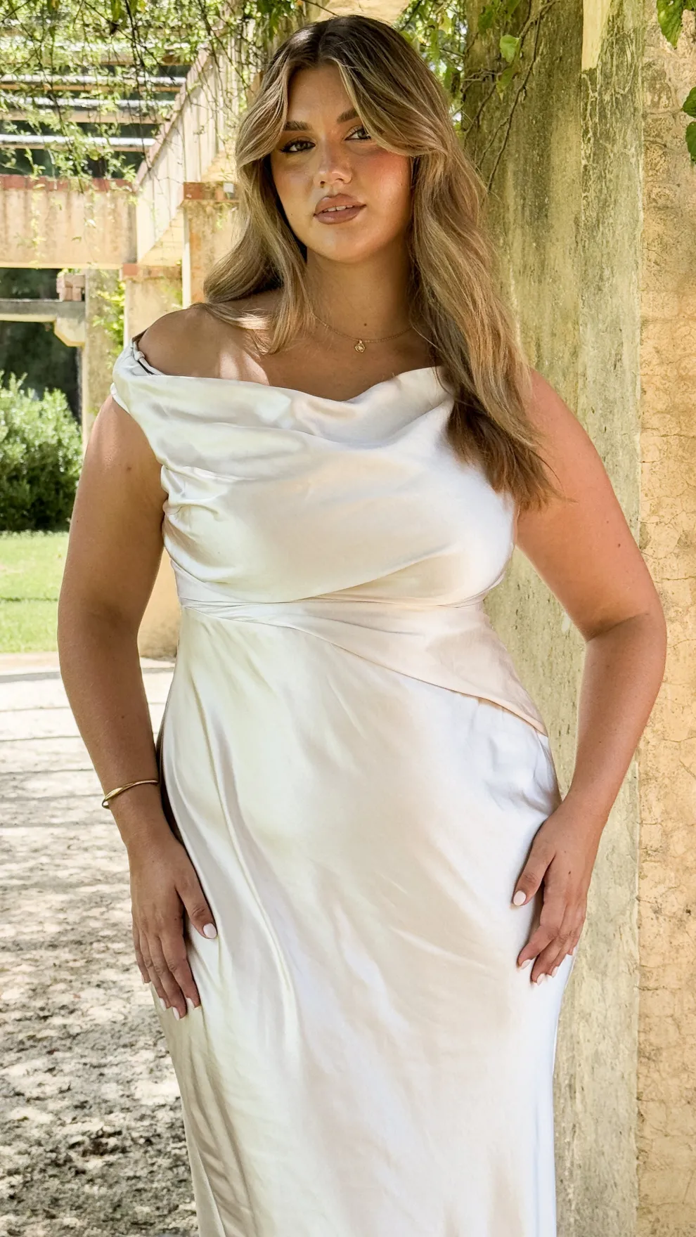 Auria Off Shoulder Maxi Dress - Champagne