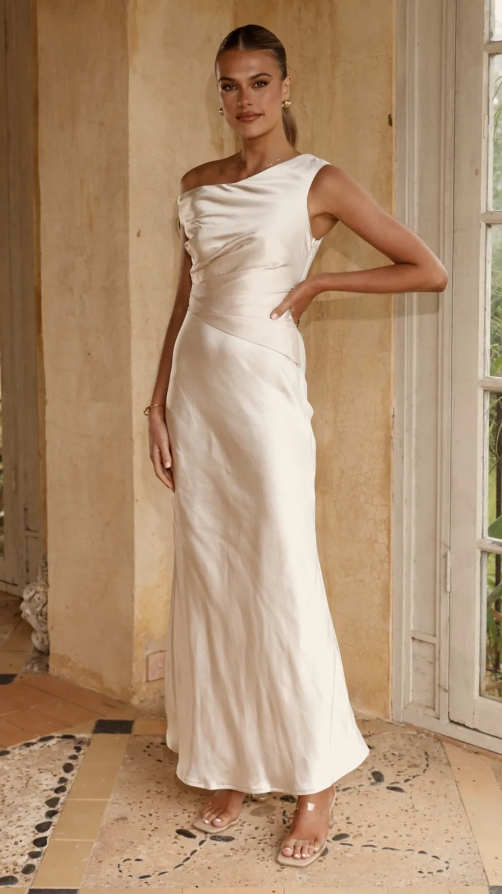 Auria Off Shoulder Maxi Dress - Champagne