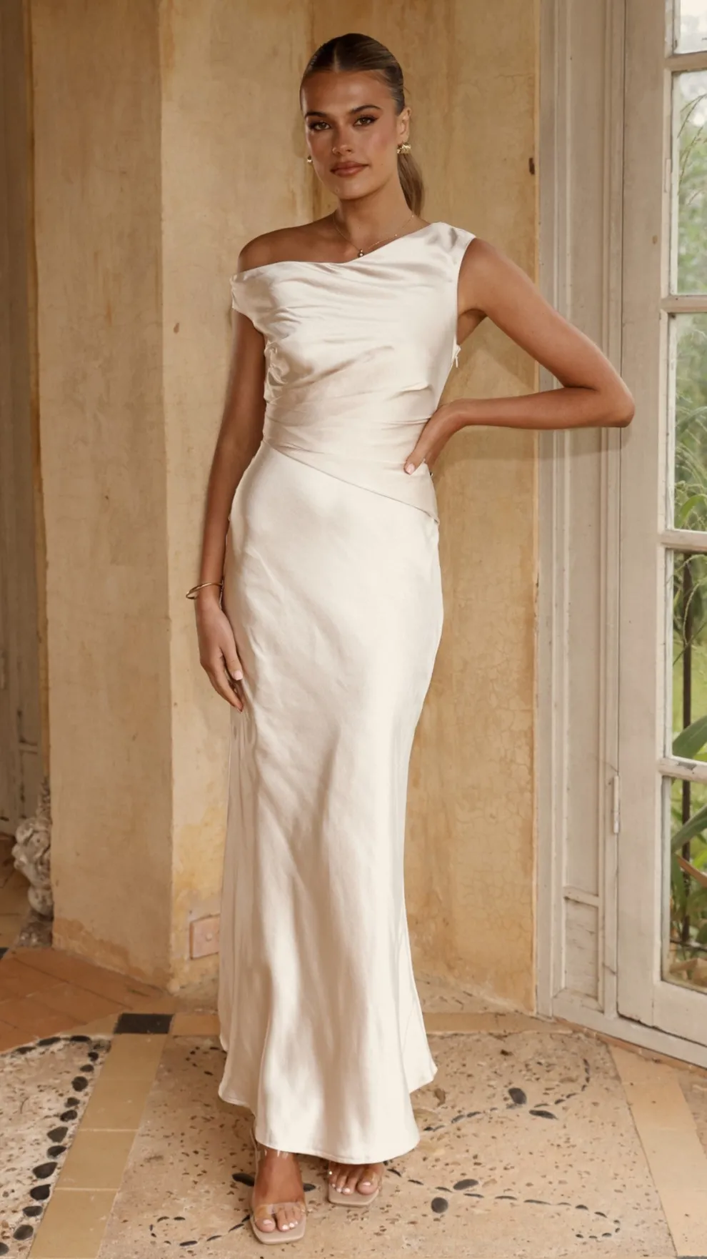 Auria Off Shoulder Maxi Dress - Champagne