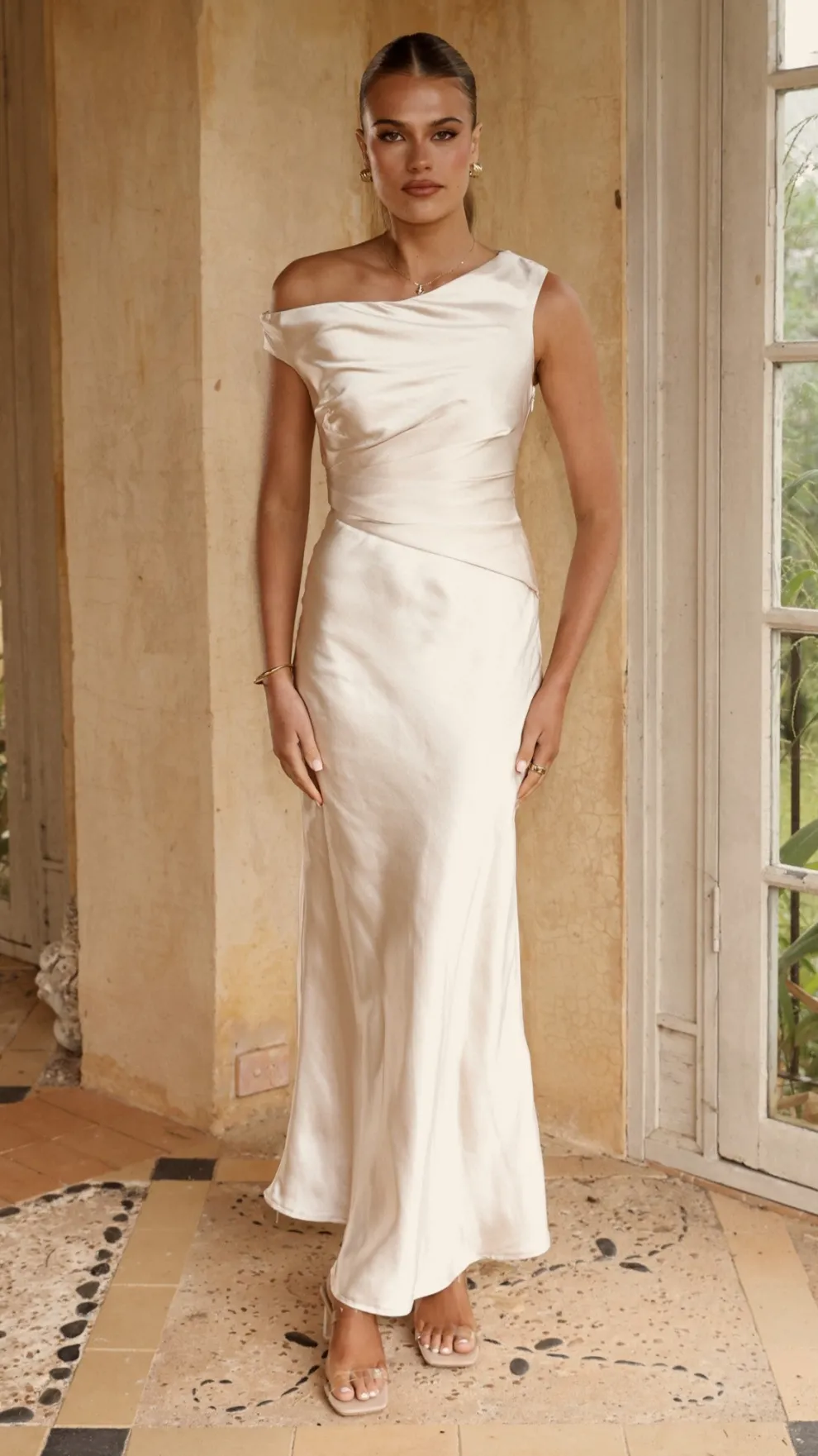 Auria Off Shoulder Maxi Dress - Champagne