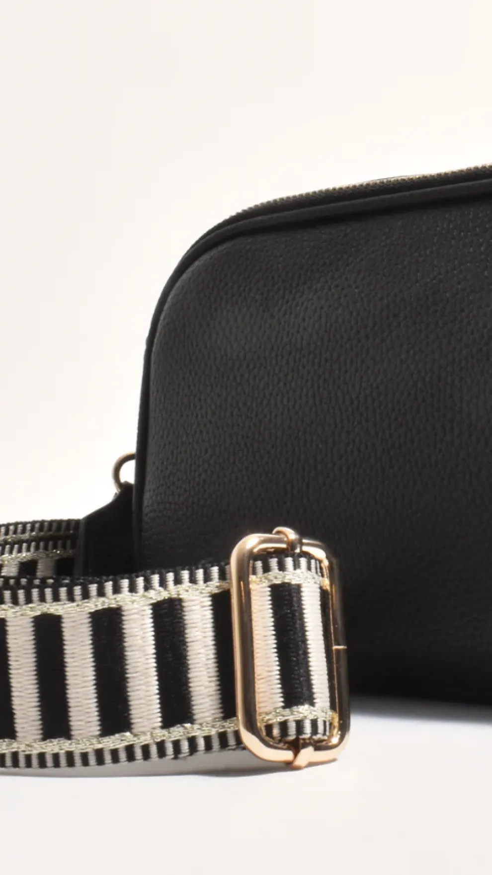 Bella Striped Webbing Camera Bag - Black