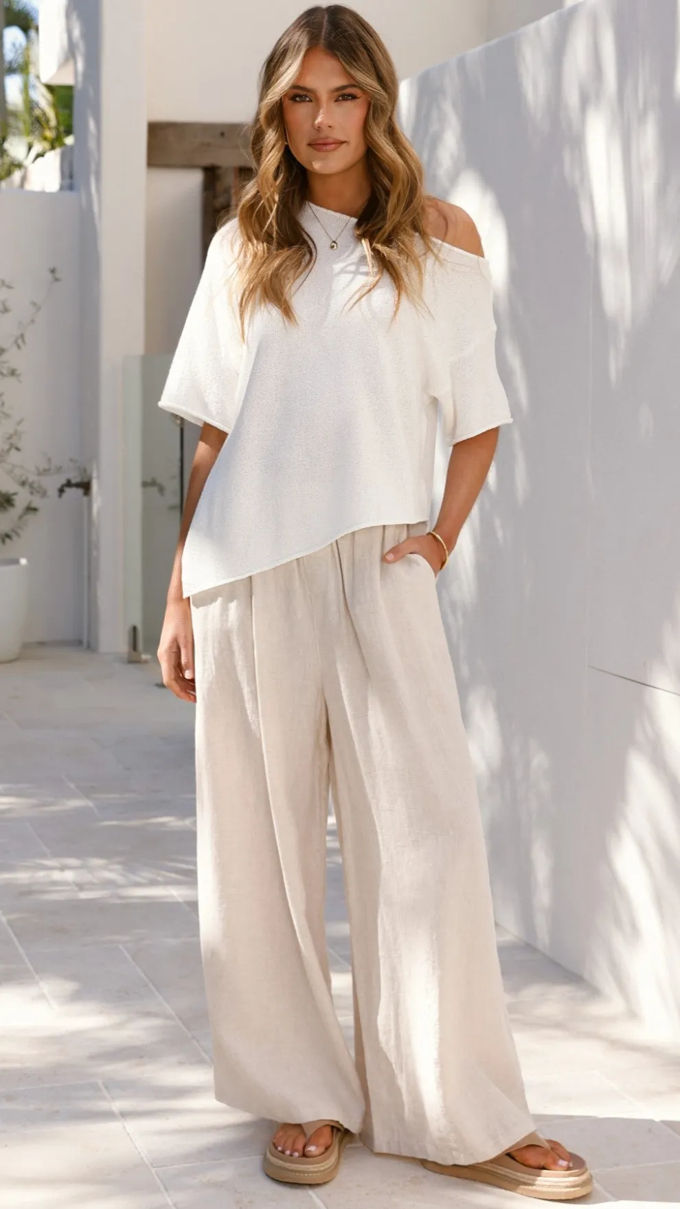 Blair Off Shoulder Tee - White