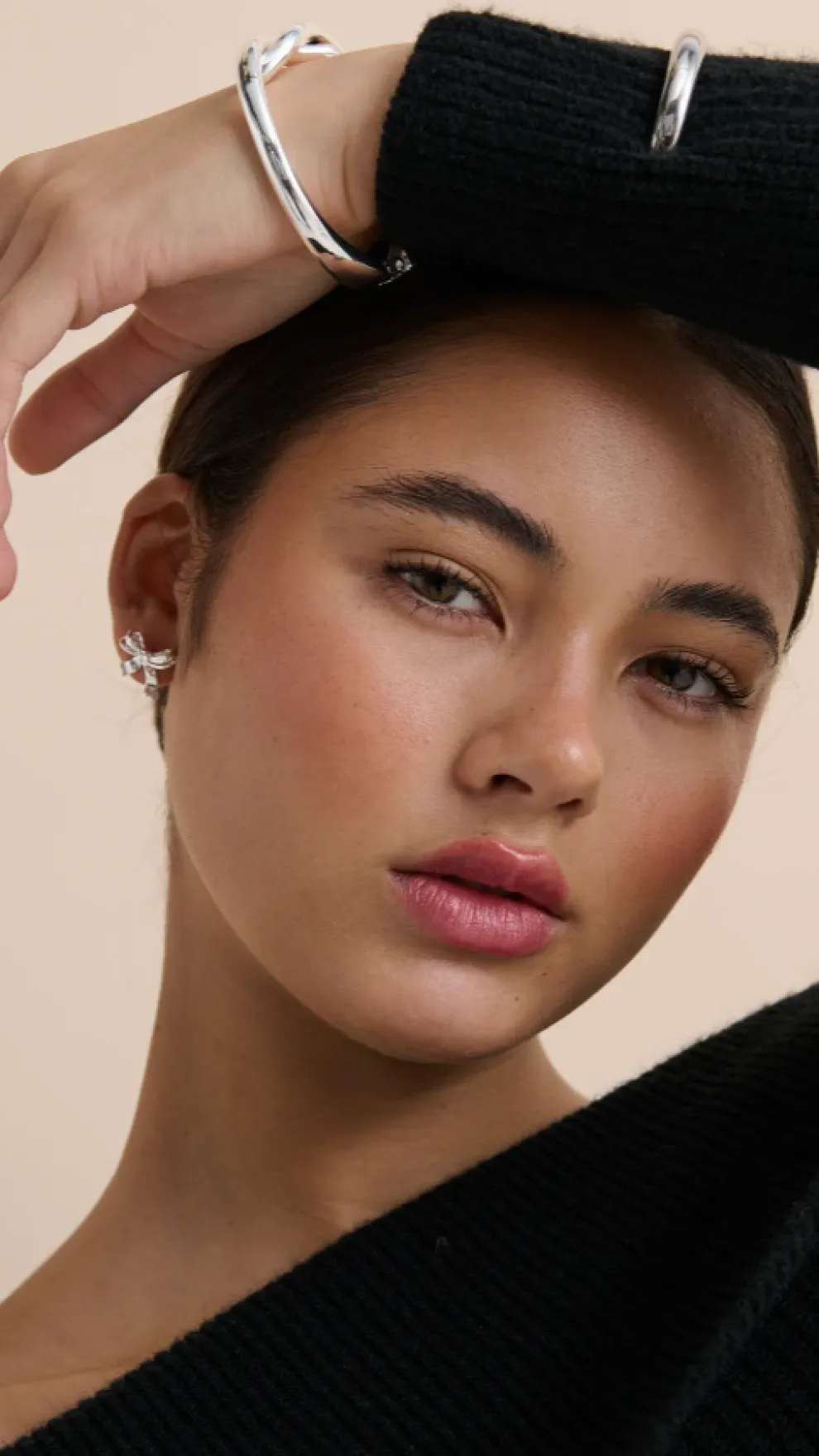 Bow Stud Sterling Silver Plated Earrings - Silver