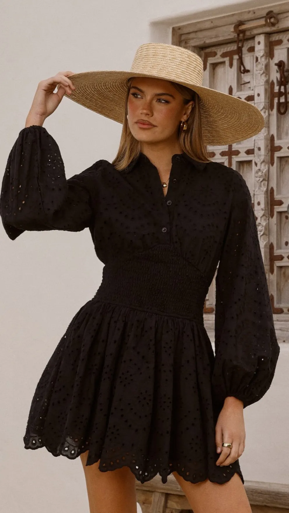 Brittney Long Sleeve Mini Dress - Black