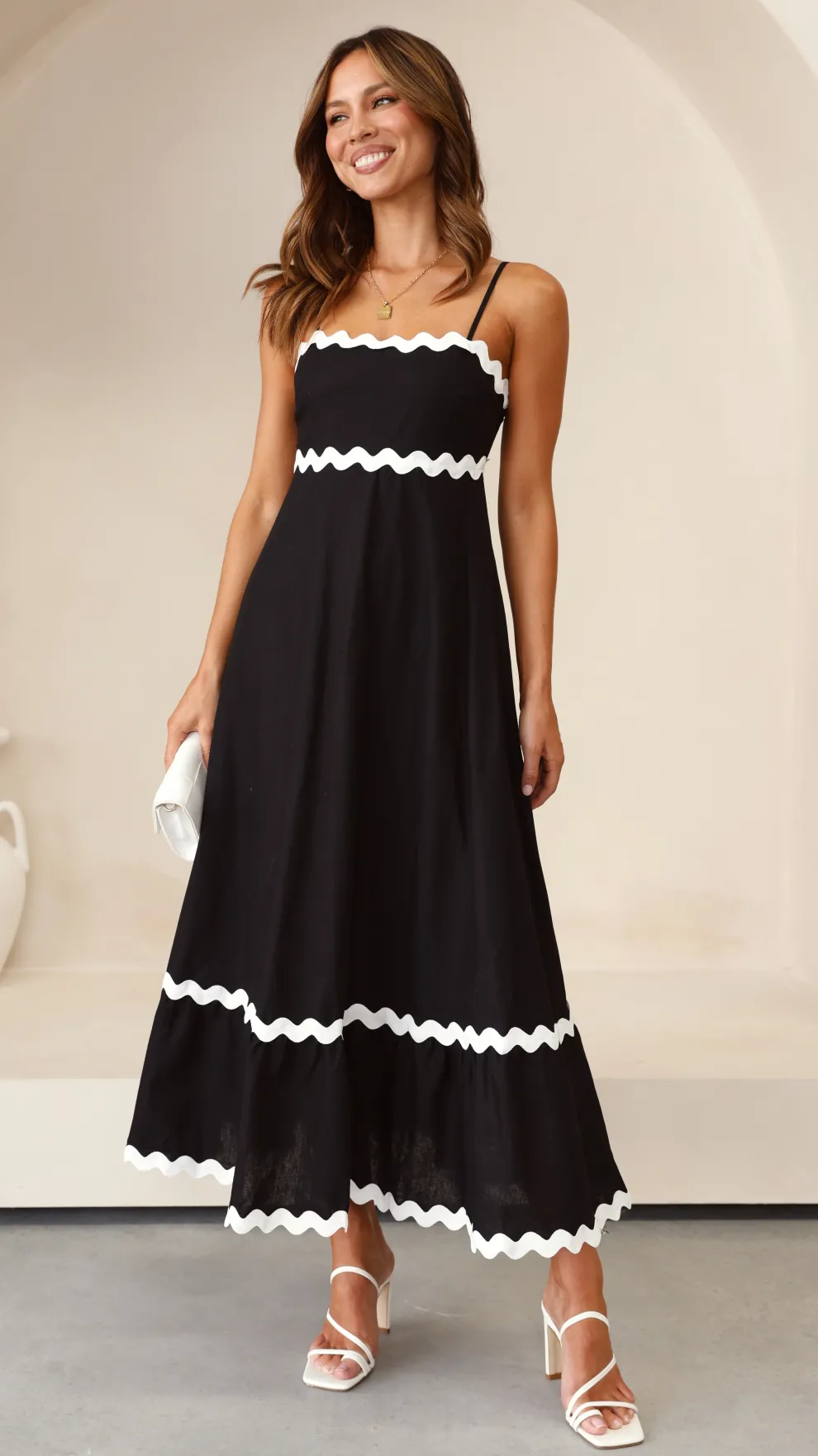 Brodey Midi Dress - Black / White
