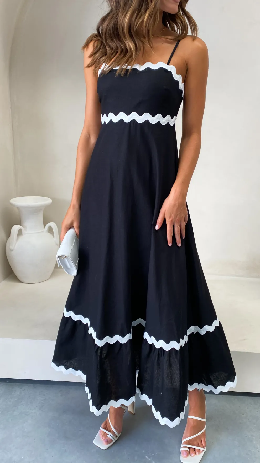 Brodey Midi Dress - Black / White