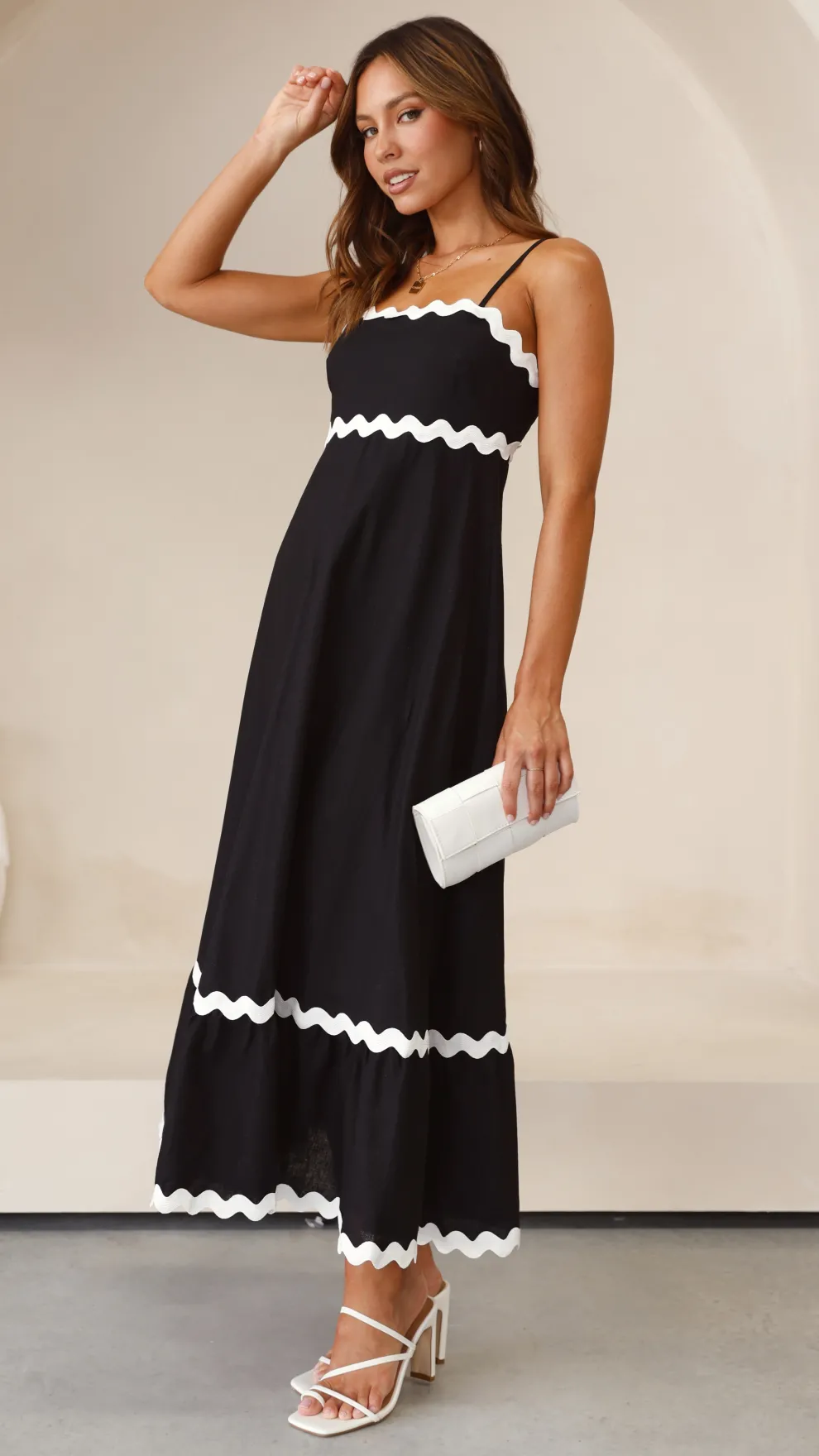 Brodey Midi Dress - Black / White