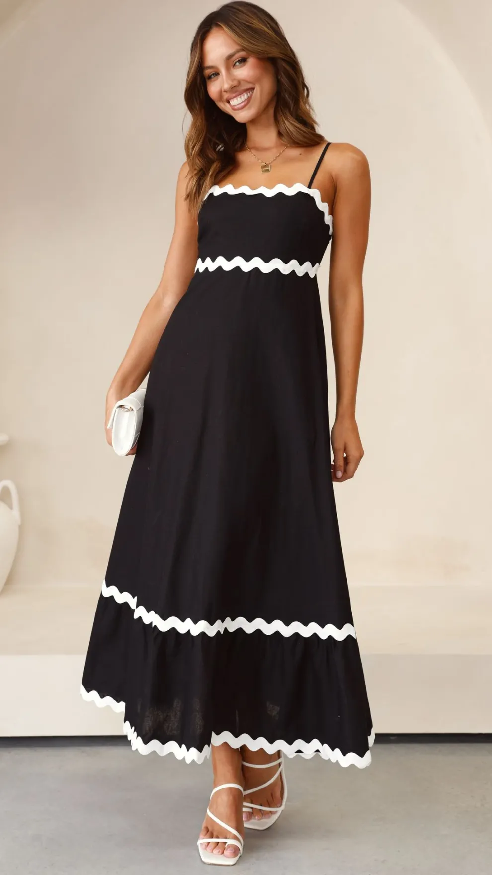 Brodey Midi Dress - Black / White