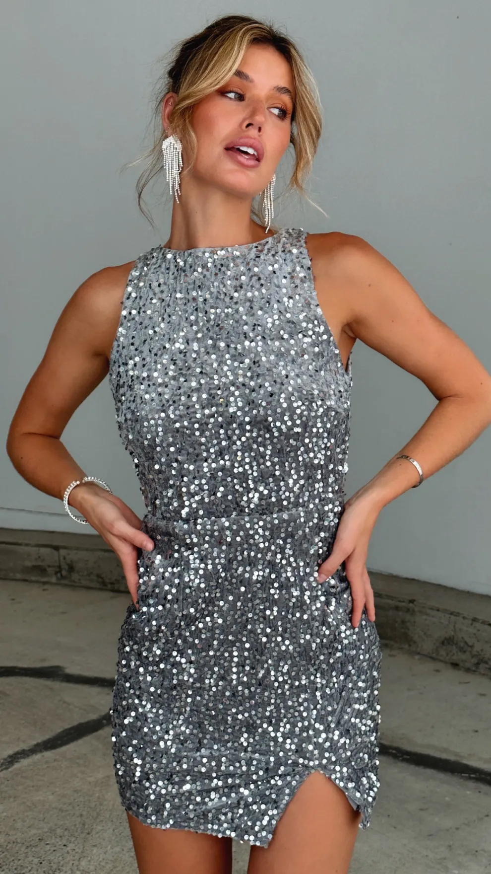 Cadelaria Sequin Mini Dress - Silver
