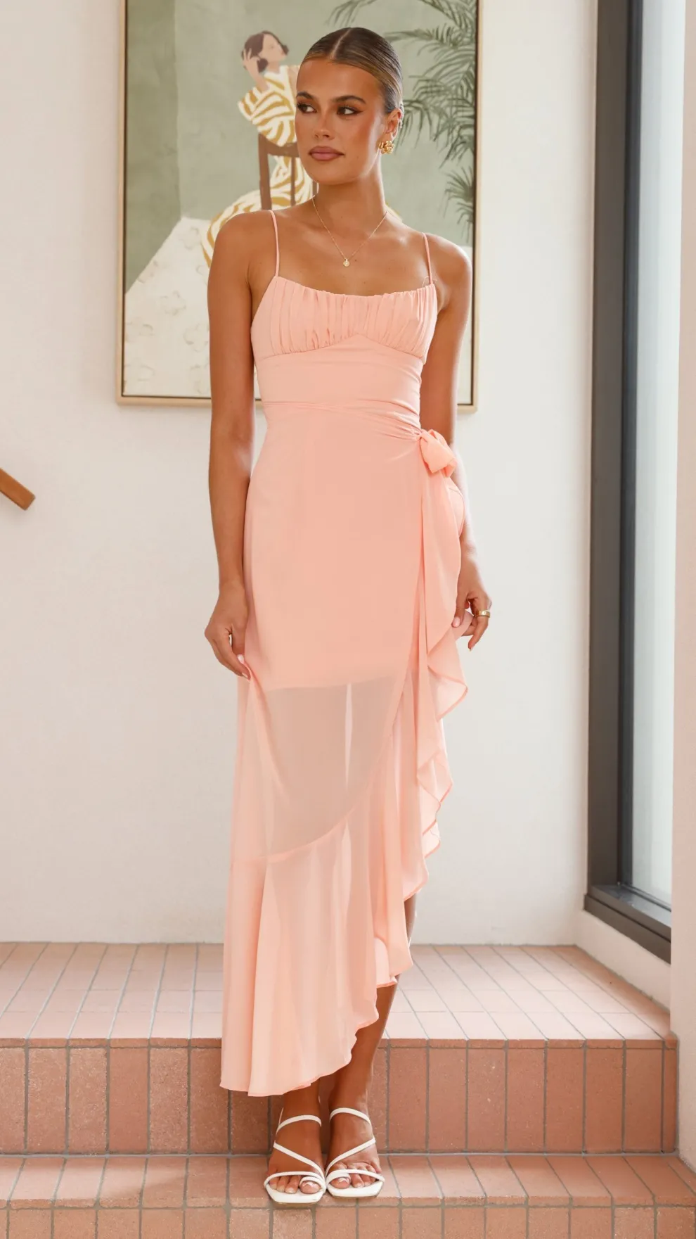 Caliste Midi Dress - Peach