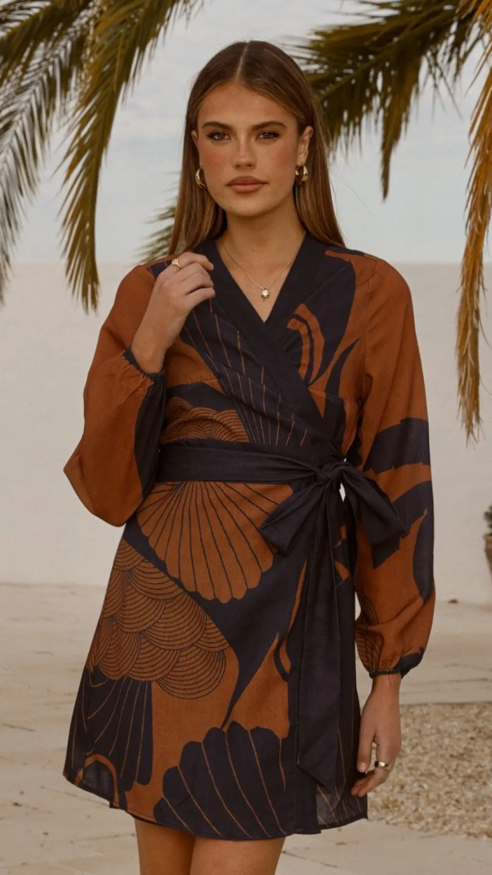 Cassidy Long Sleeve Mini Dress - Coco/Navy