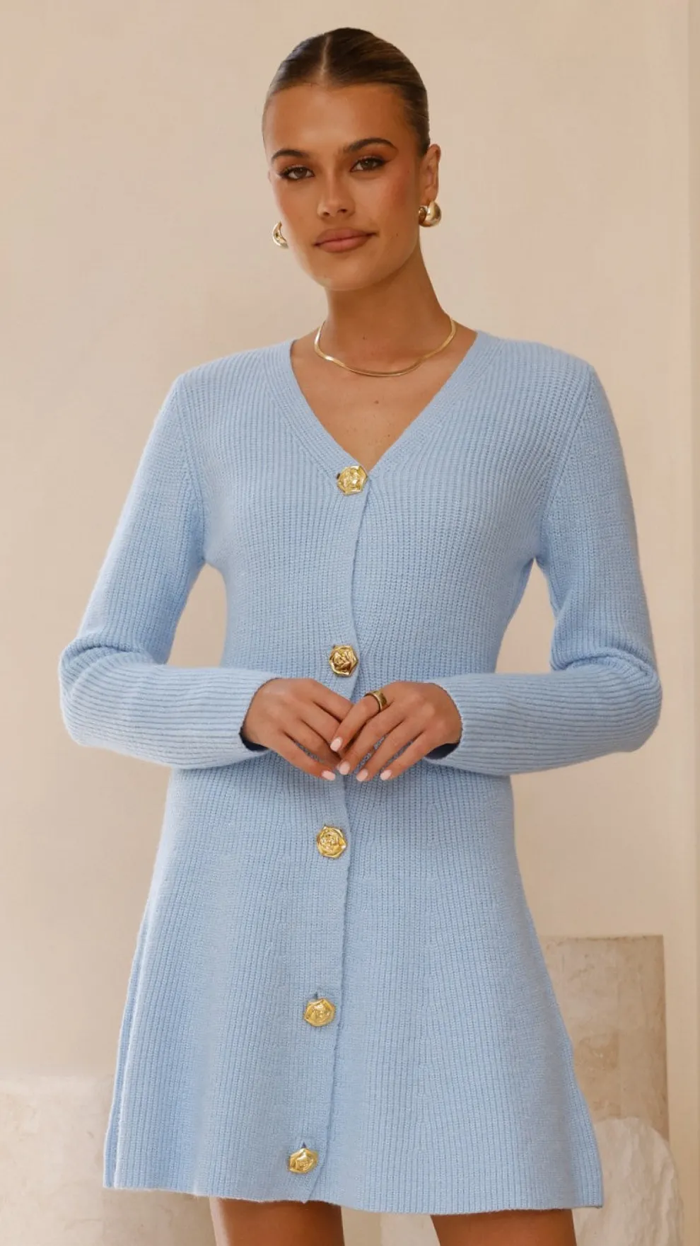 Catarina Long Sleeve Mini Dress - Blue