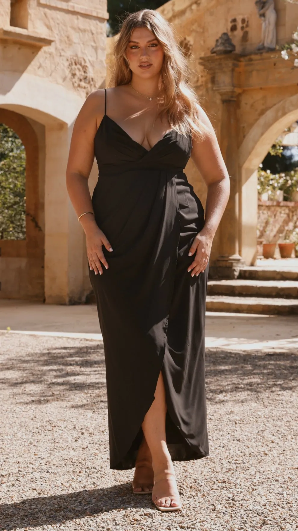 Charlotte Draped Maxi Dress -Black