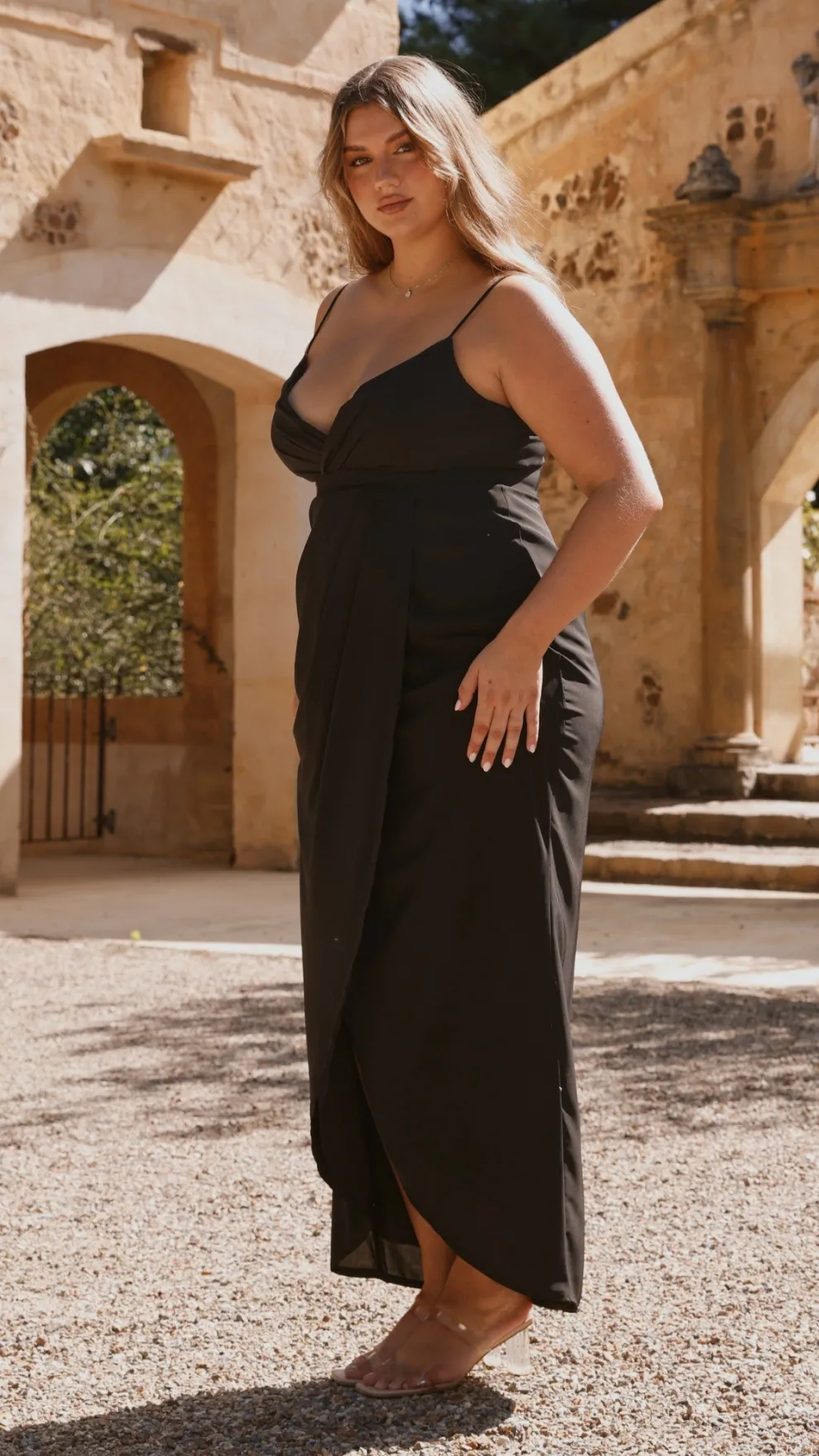 Charlotte Draped Maxi Dress -Black