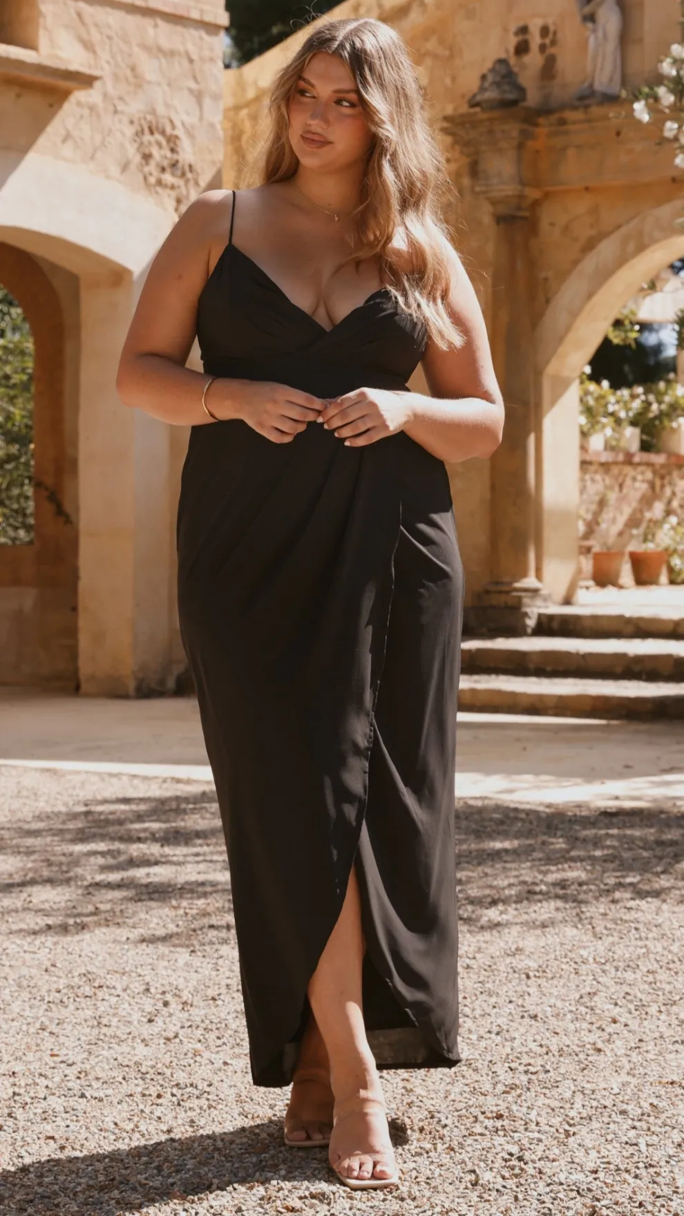 Charlotte Draped Maxi Dress -Black