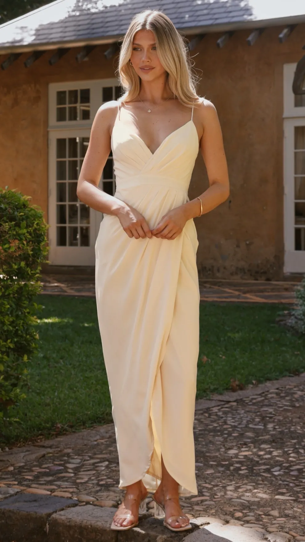 Charlotte Draped Maxi Dress - Yellow