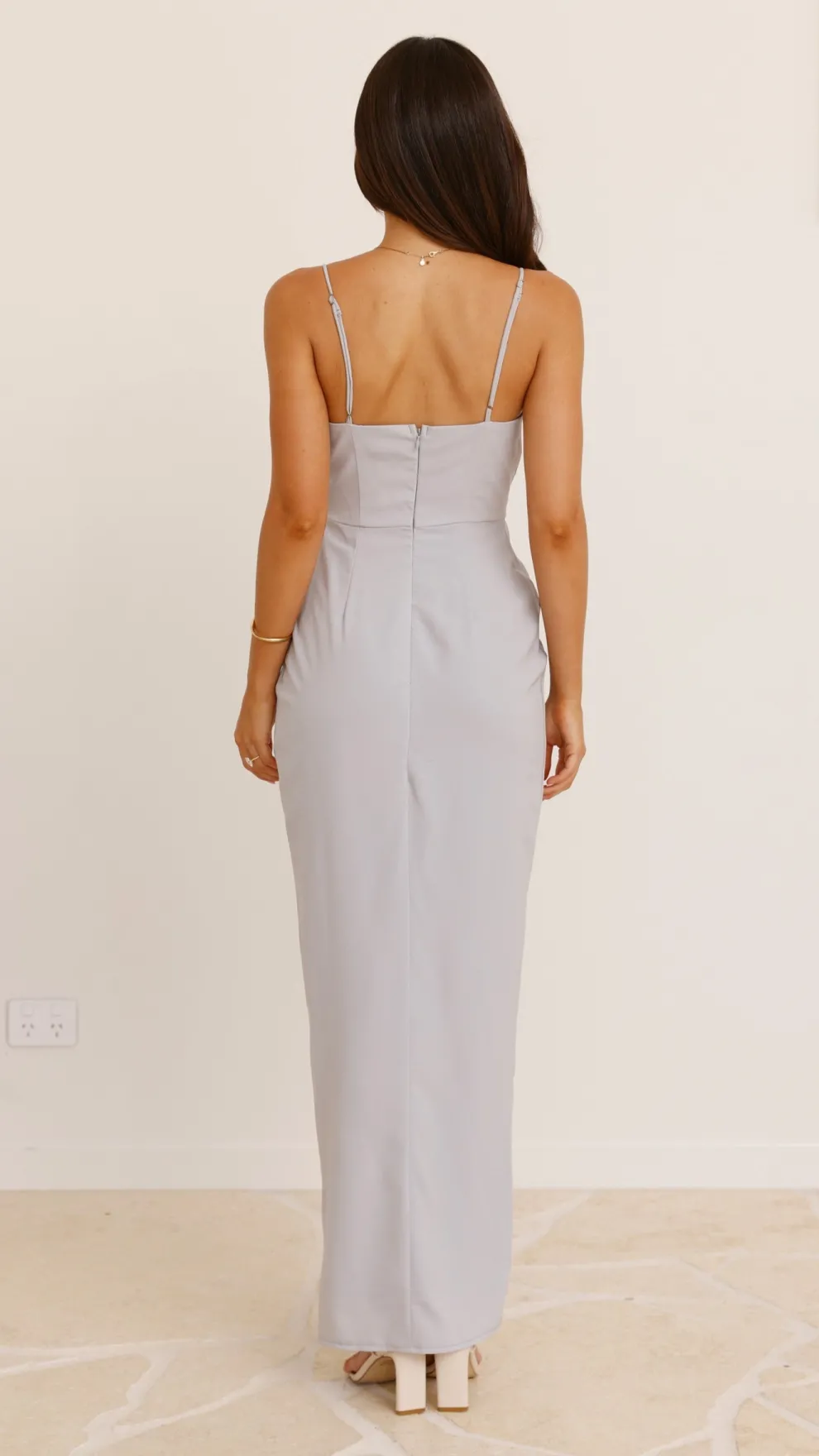 Charlotte Draped Maxi Dress - Silver