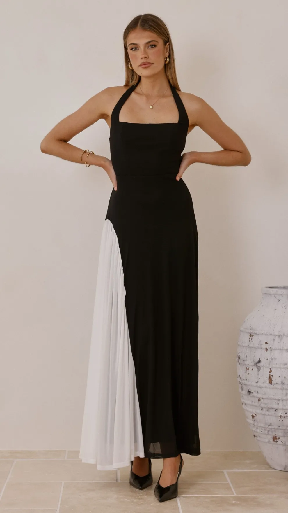 Cia Maxi Dress - Black/White