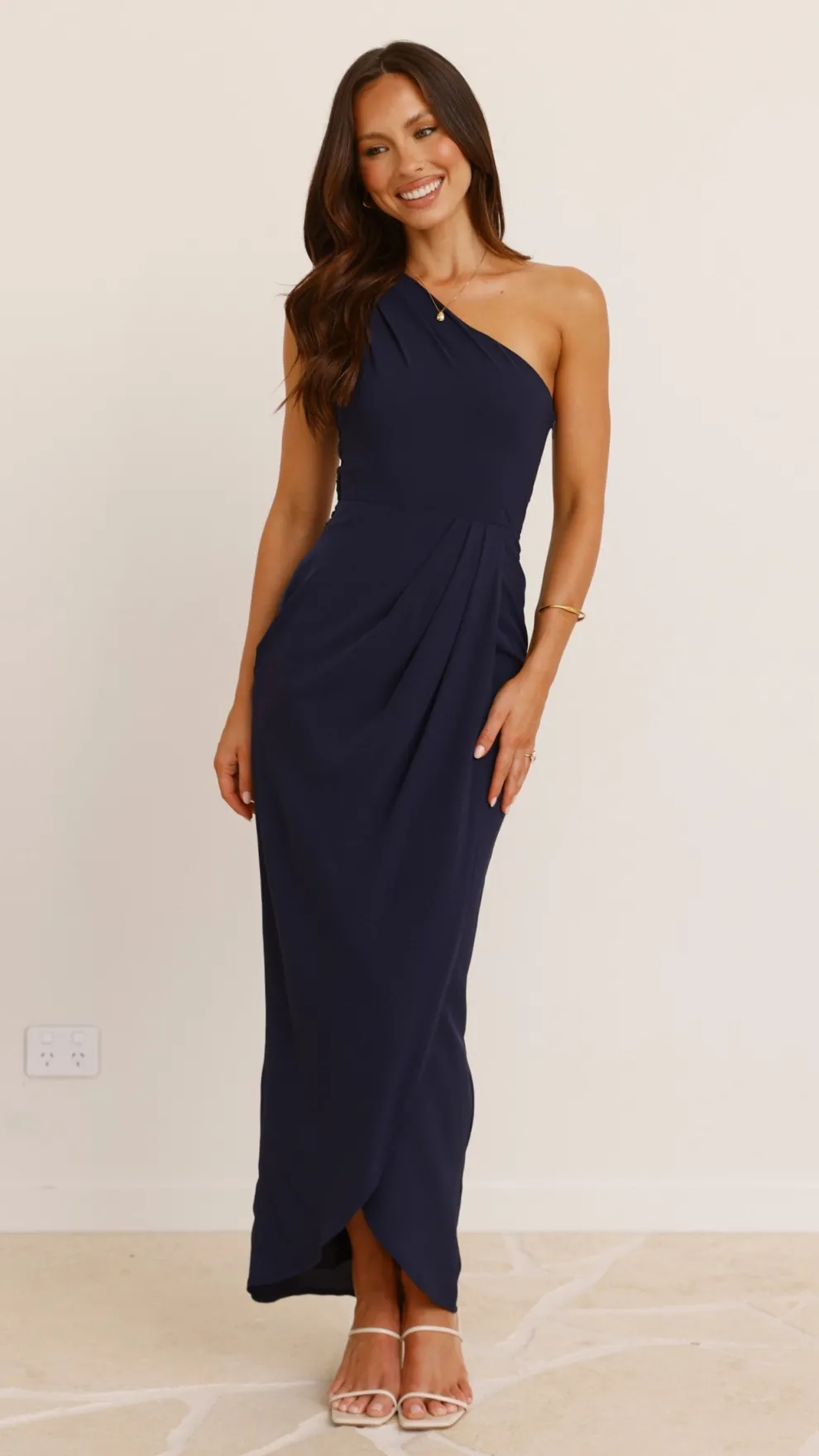 Clara One Shoulder Maxi Dress - Navy