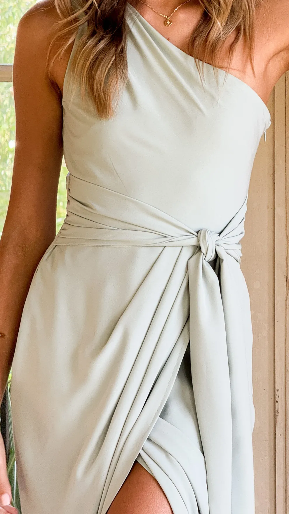 Clara One Shoulder Maxi Dress - Sage