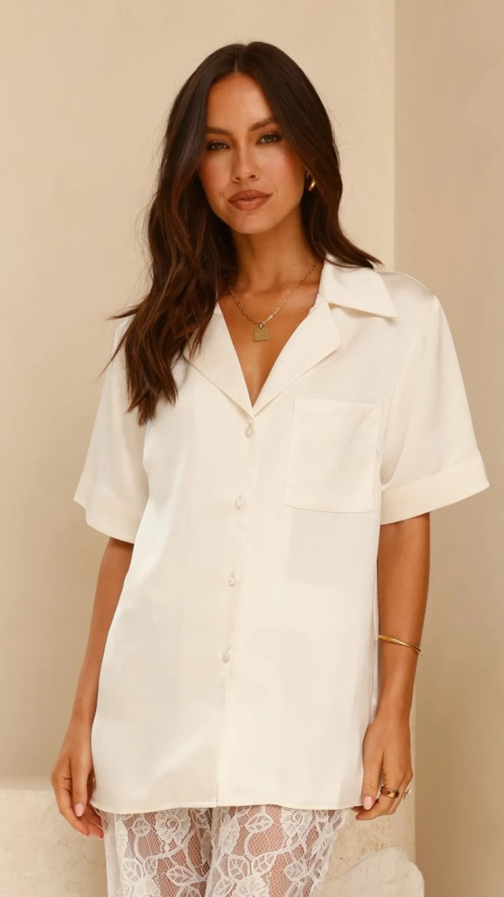 Courtney Button Up Shirt - Cream