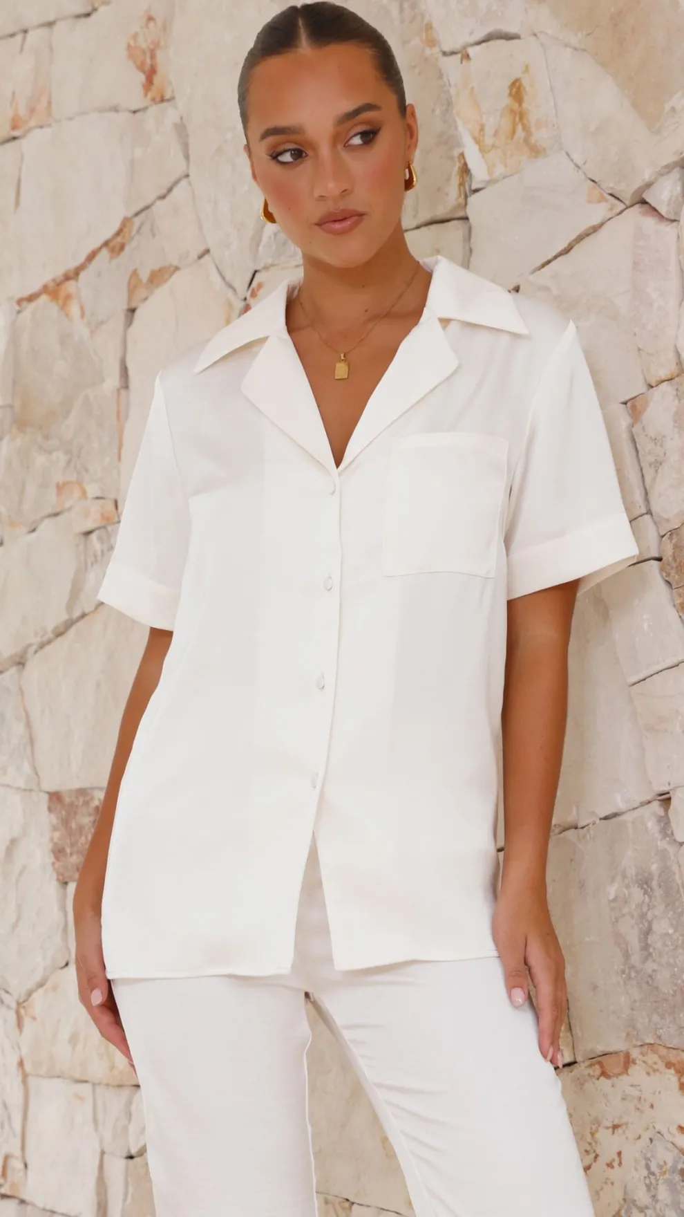 Courtney Button Up Shirt - Cream