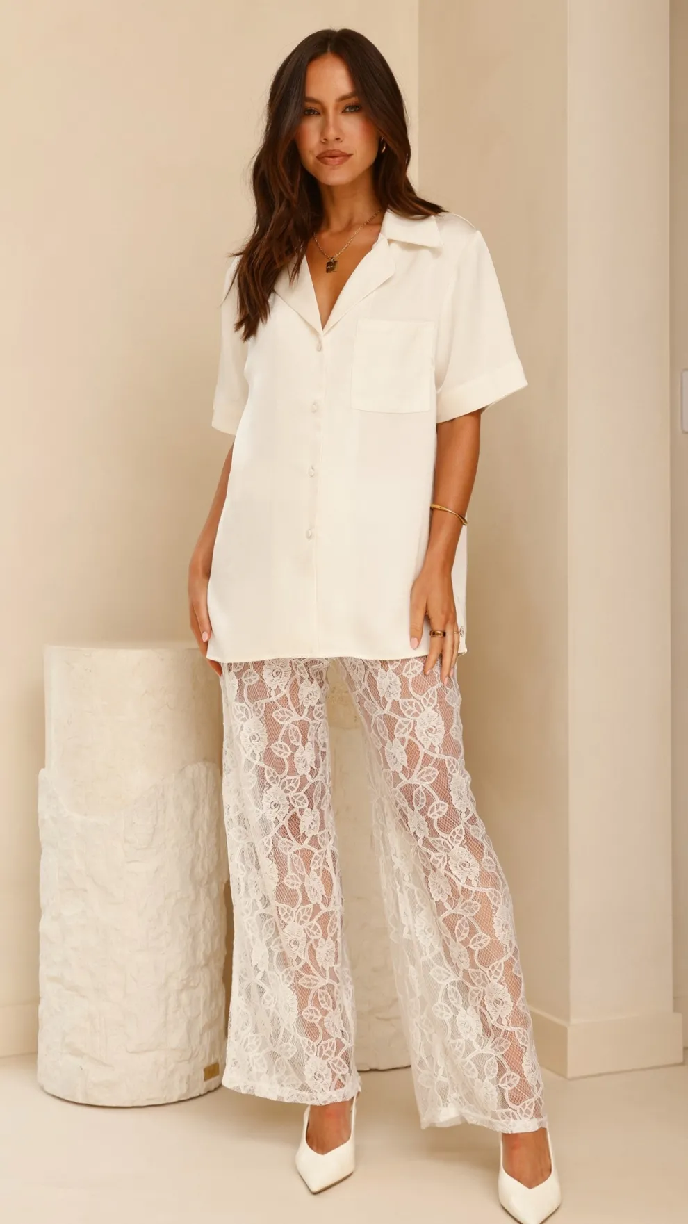 Courtney Button Up Shirt - Cream