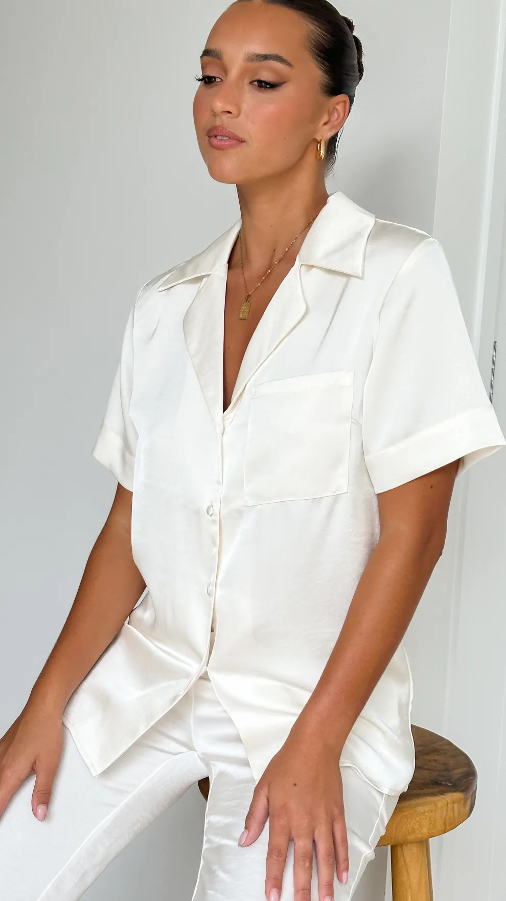 Courtney Button Up Shirt - Cream