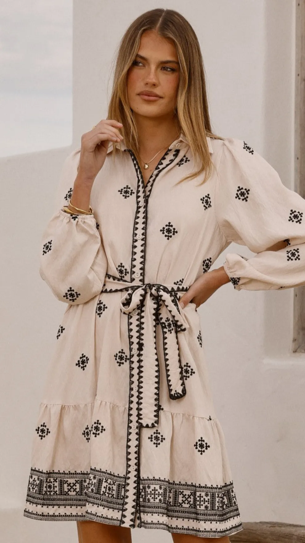 Delainey Mini Dress - Beige/Black