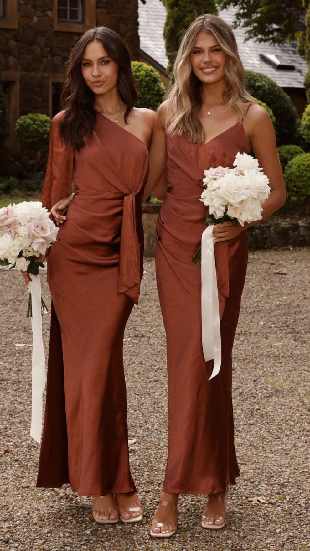 Eden One Shoulder Tie Front Maxi Dress - Rust