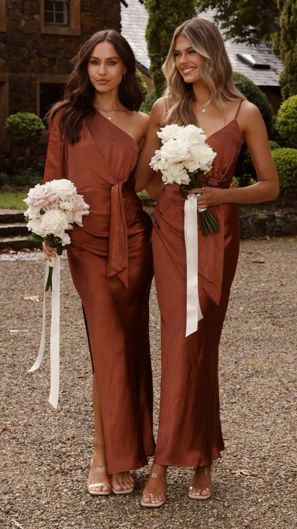 Eden One Shoulder Tie Front Maxi Dress - Rust