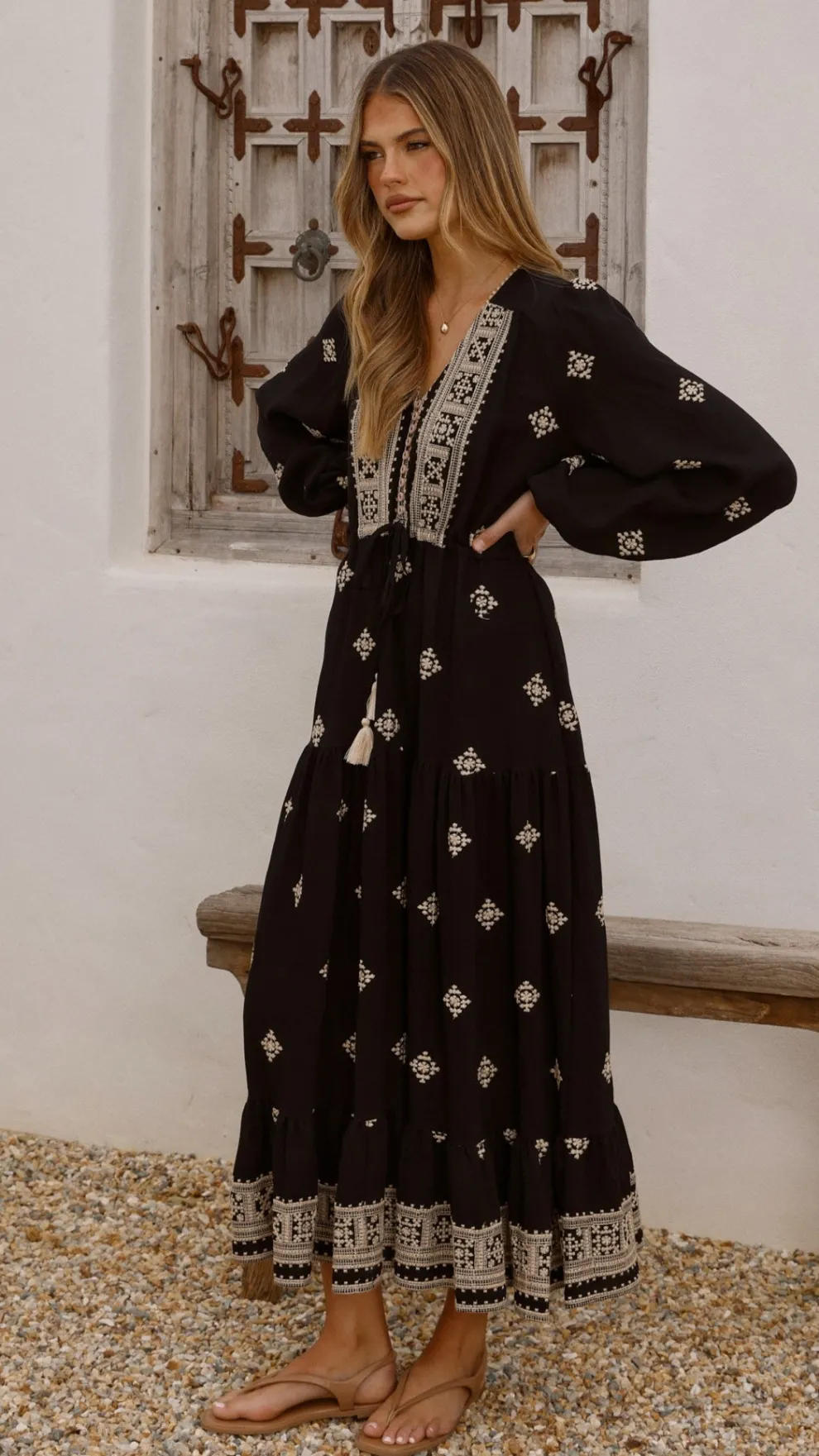 Ellarose Maxi Dress - Black/Beige