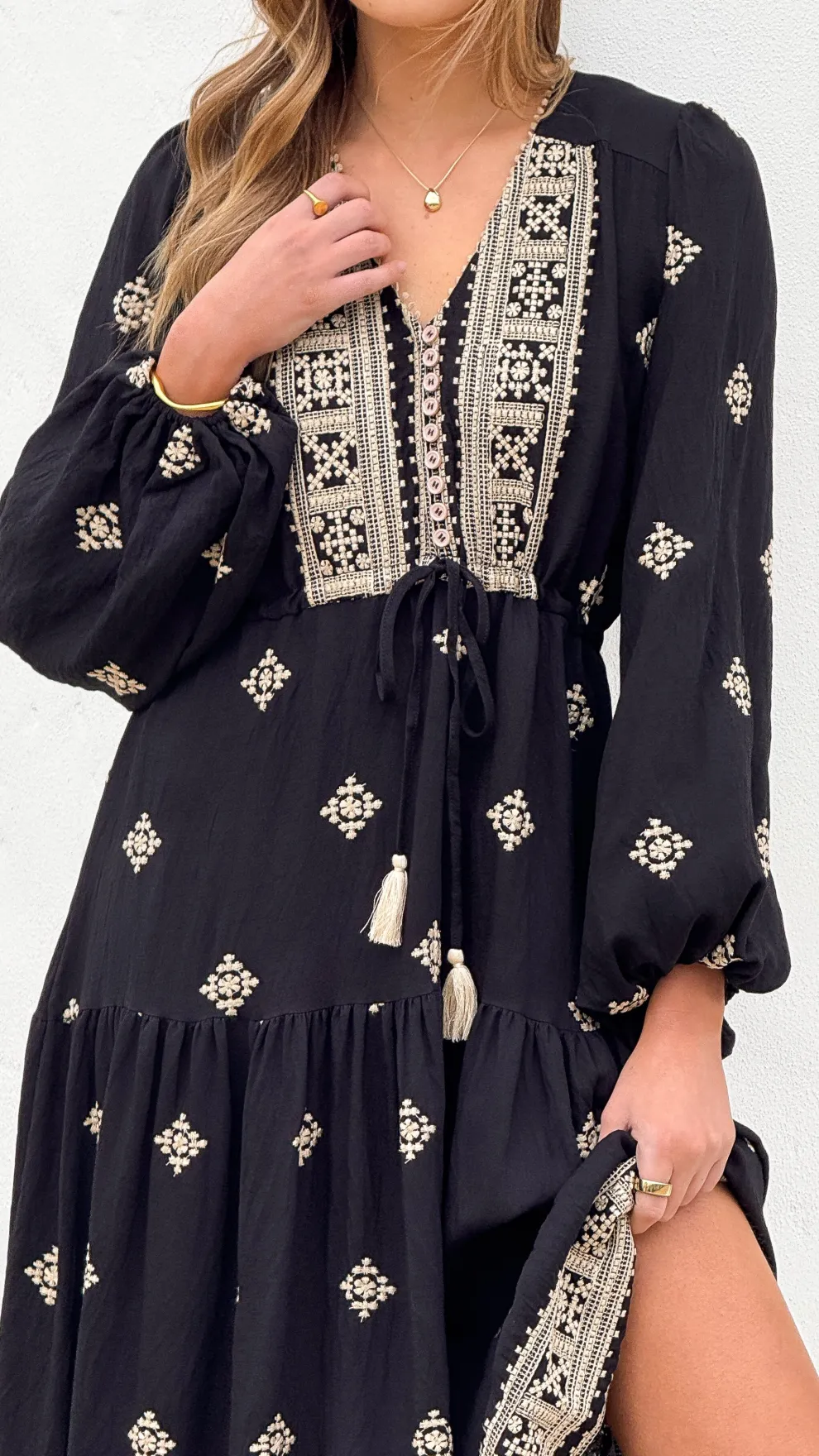 Ellarose Maxi Dress - Black/Beige