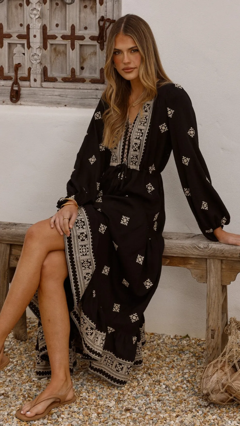 Ellarose Maxi Dress - Black/Beige