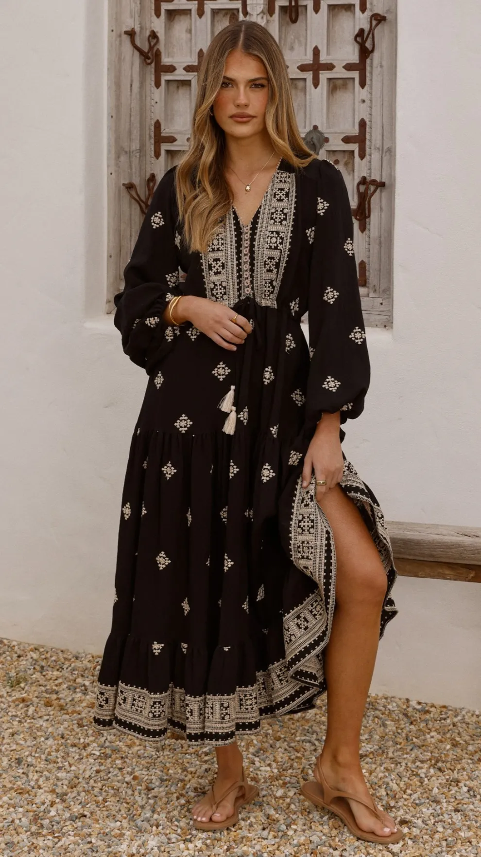 Ellarose Maxi Dress - Black/Beige